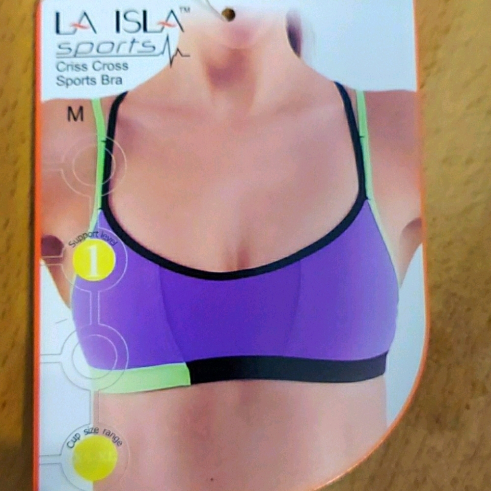 ‼️4/$20.La ISLA criss cross sports bra yoga NWT M